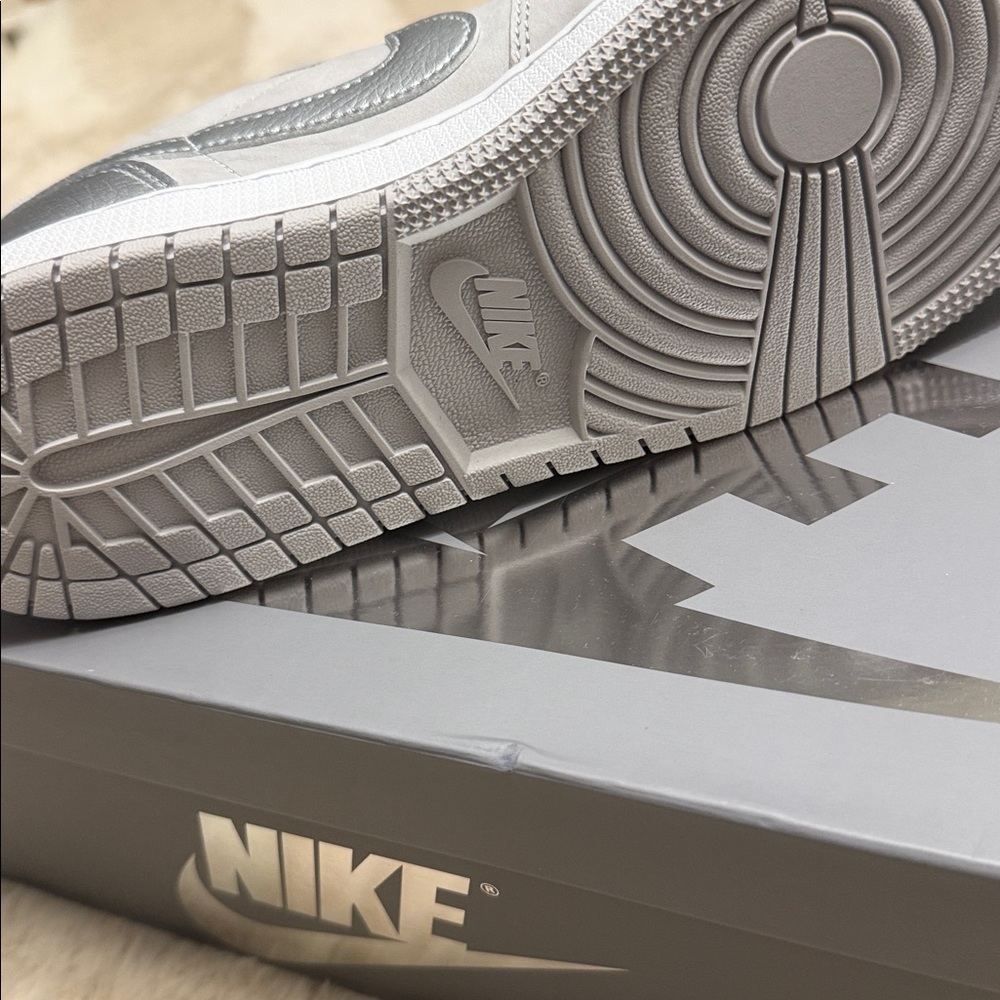 Nike Metallic Gray Air Jordan 1 Retro Low OG Sneakers - Picture 6 of 7